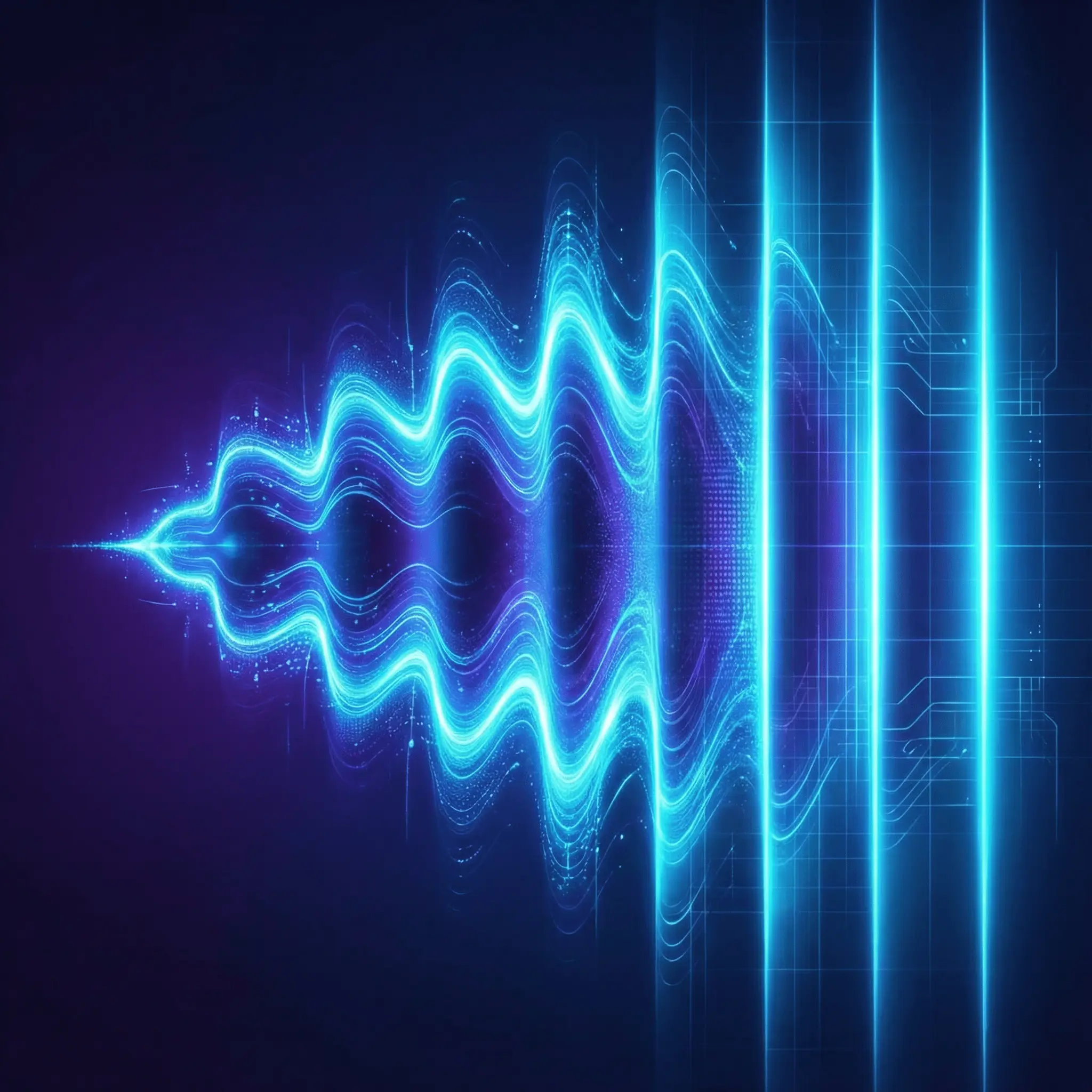 Abstract digital waveform visualization in blue light.