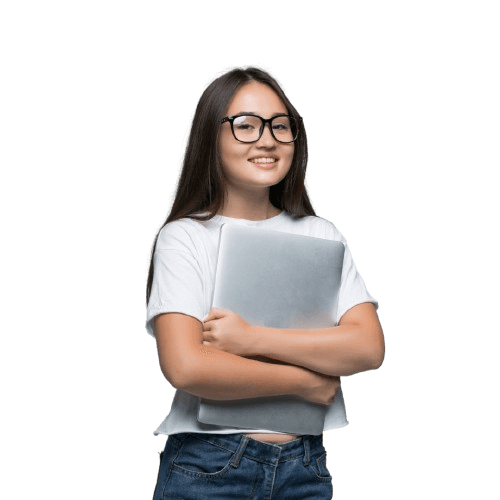 A smilintg girl holding books