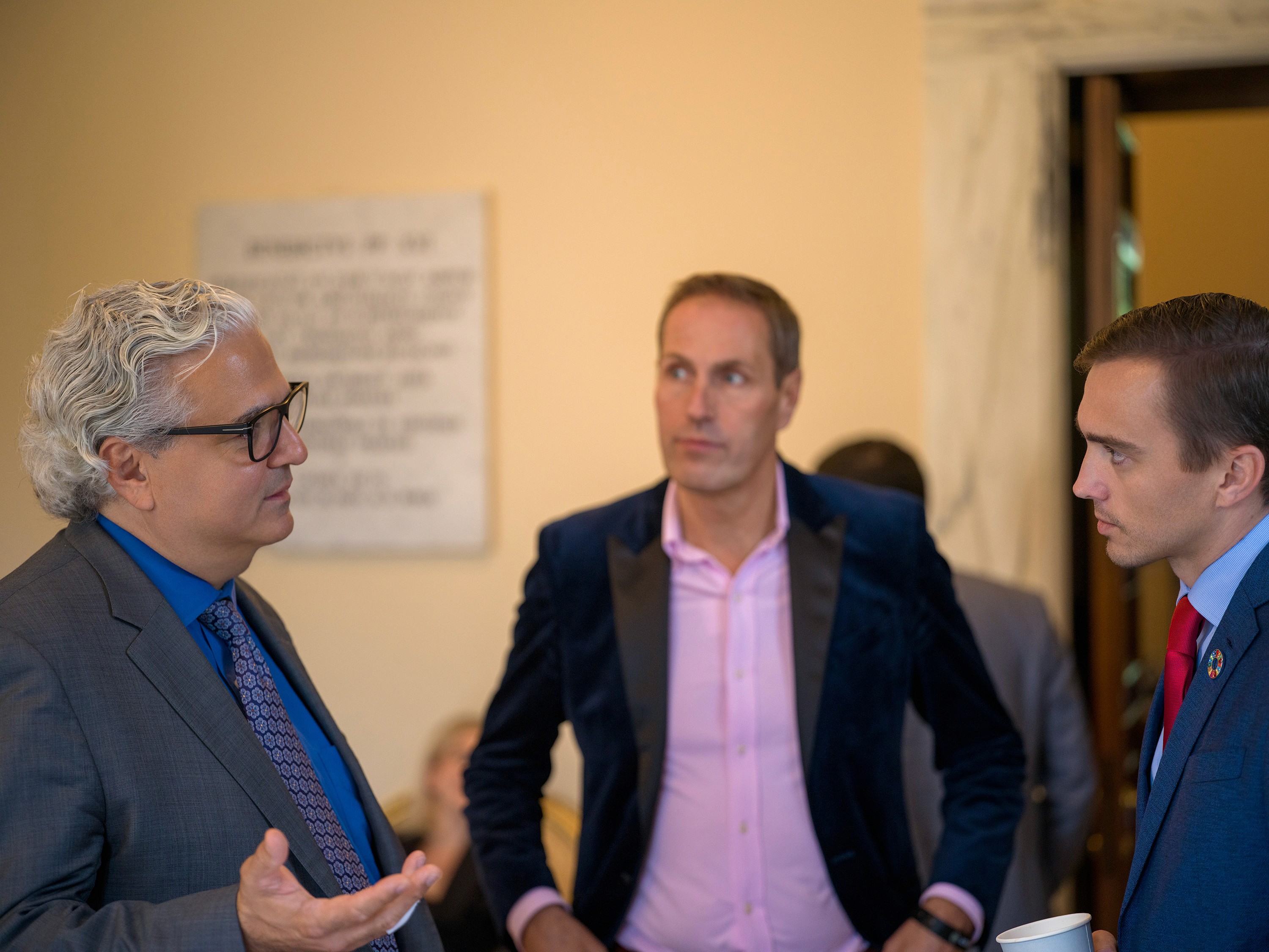 Artem Shestakov in conversation with delegates during the World Changers Summit at the Pontifical Academy of Sciences, Vatican City.