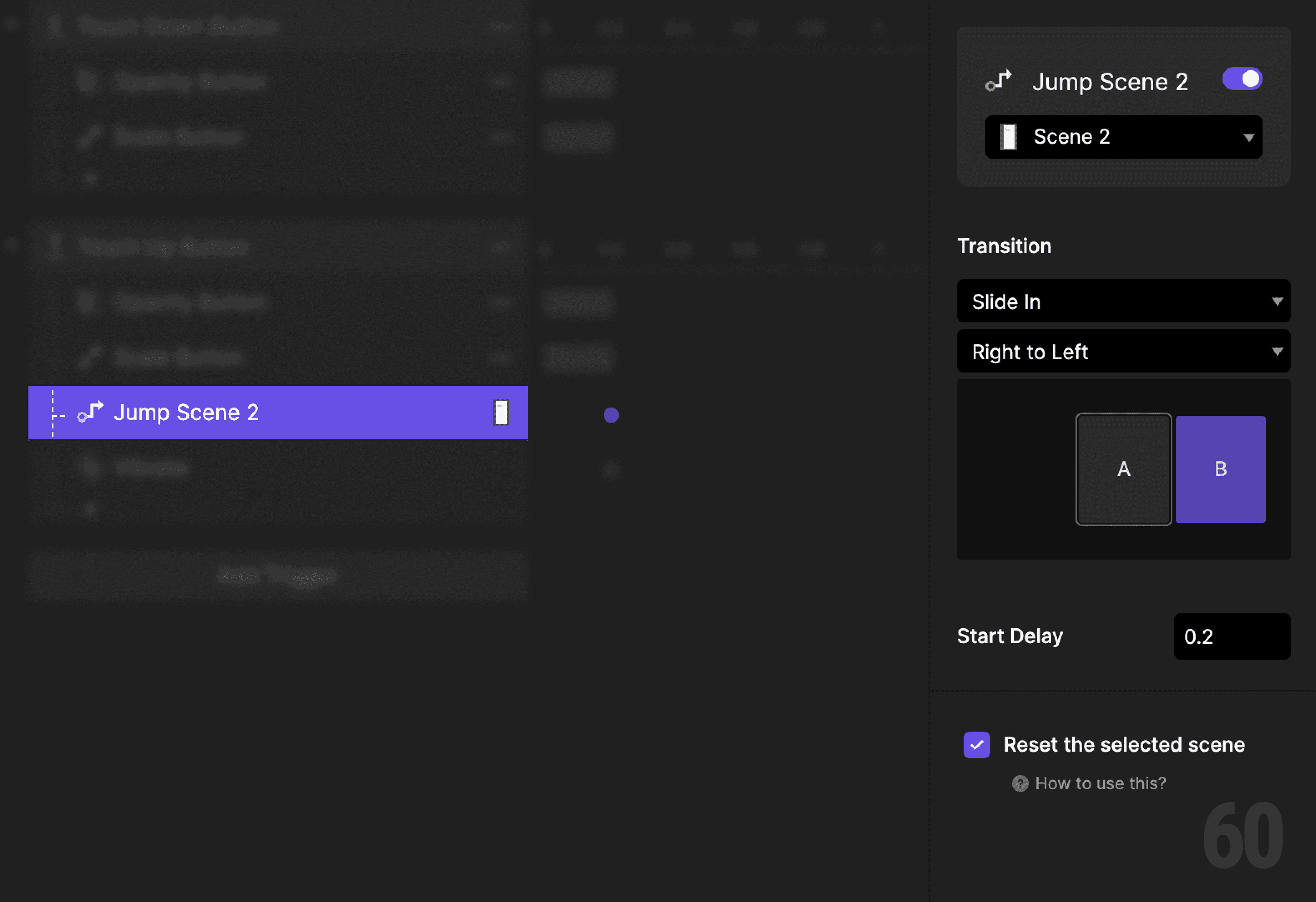 This is a screenshot of Step 7: Jump to Scene 2.
