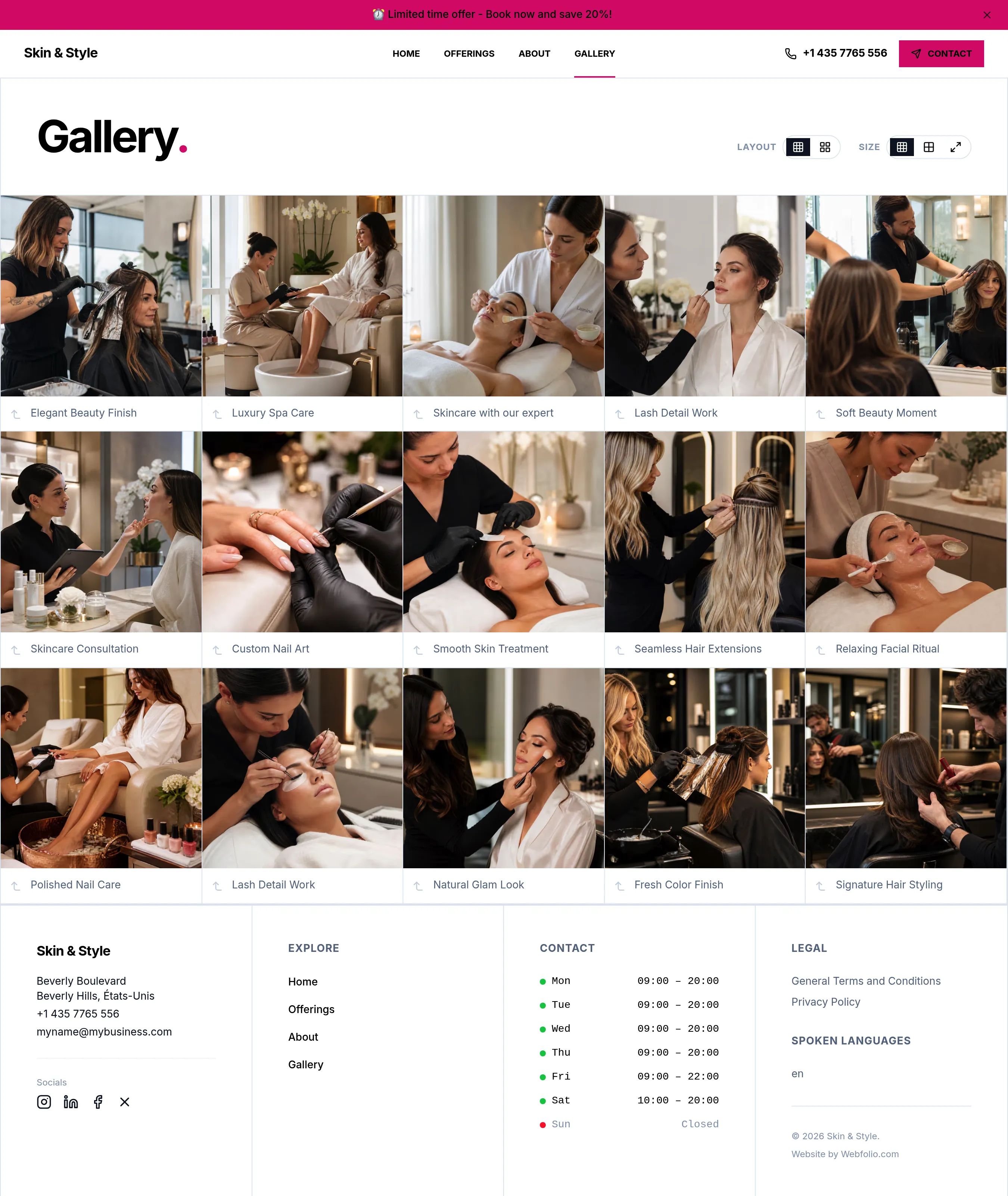 Screenshot of a small business website