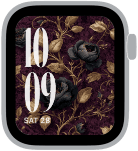 velvet nocturne Apple Watch face preview 5 featuring floral, halloween, and autumn.