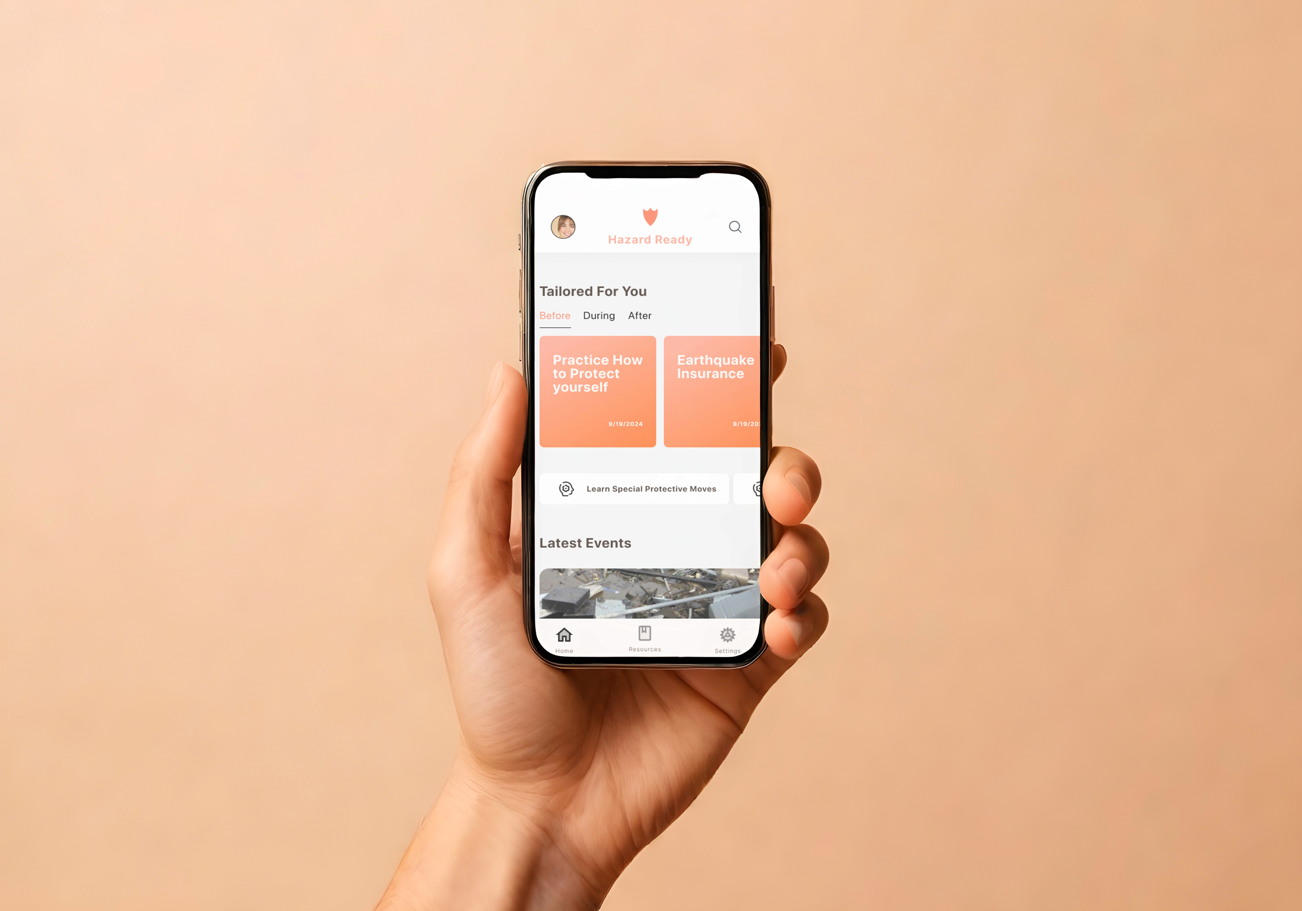 Hazard Ready app interface screen from the case study.