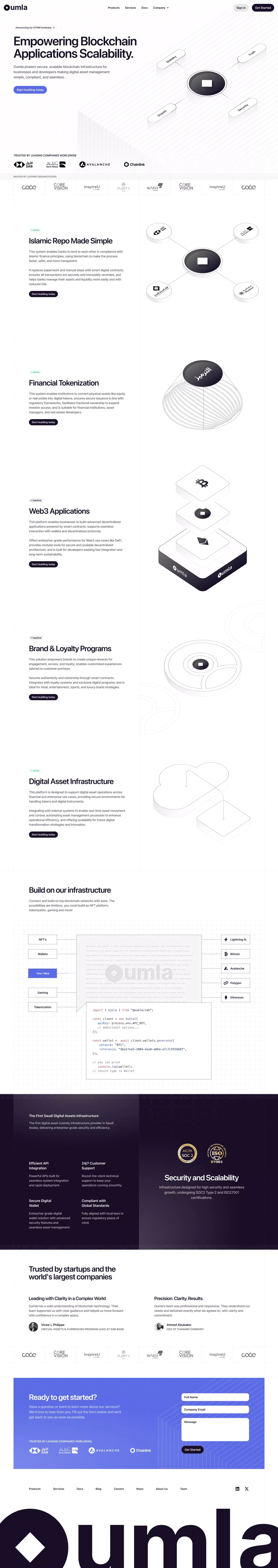 Oumla landing page screenshot showcasing Tech design