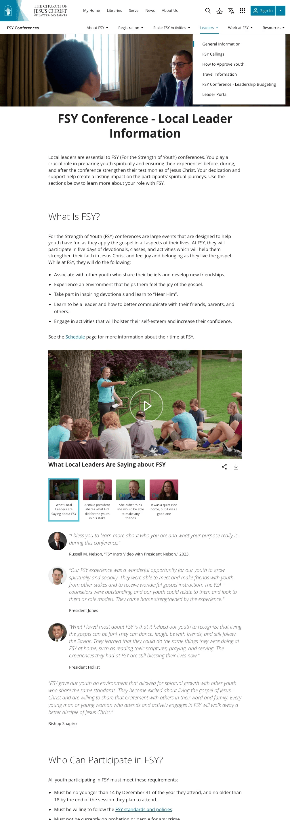 Second new FSY page design