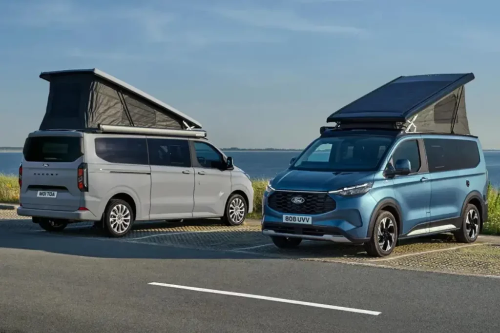 Two ford Transit Custom campervan conversions with pop tops