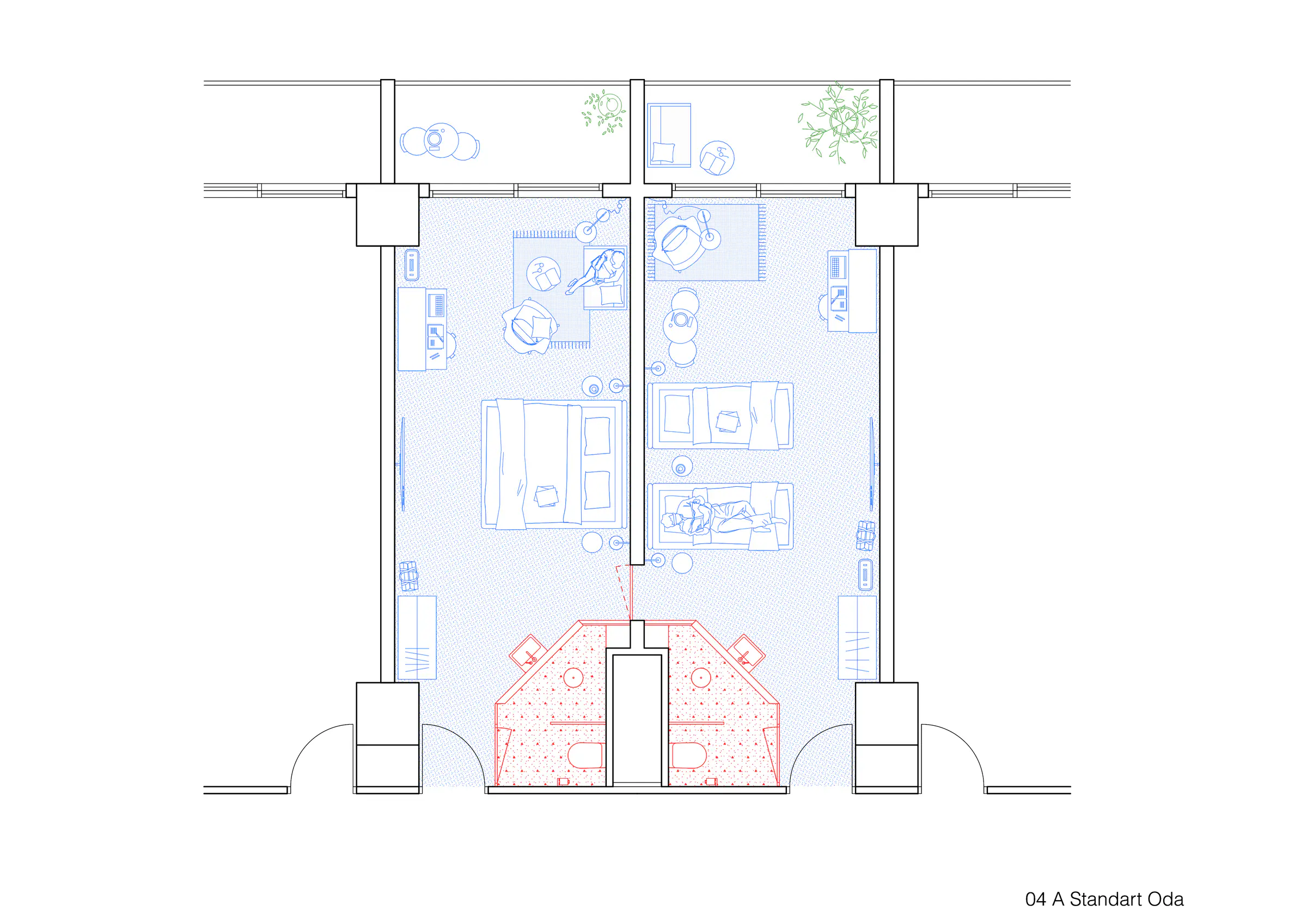 Standart oda planı, seçenek 04 A