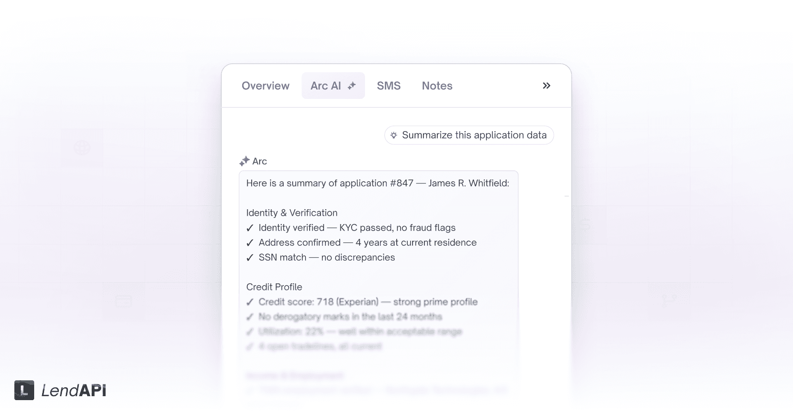 LendAPI ARC AI - Prompting and Summeriziing Application Results