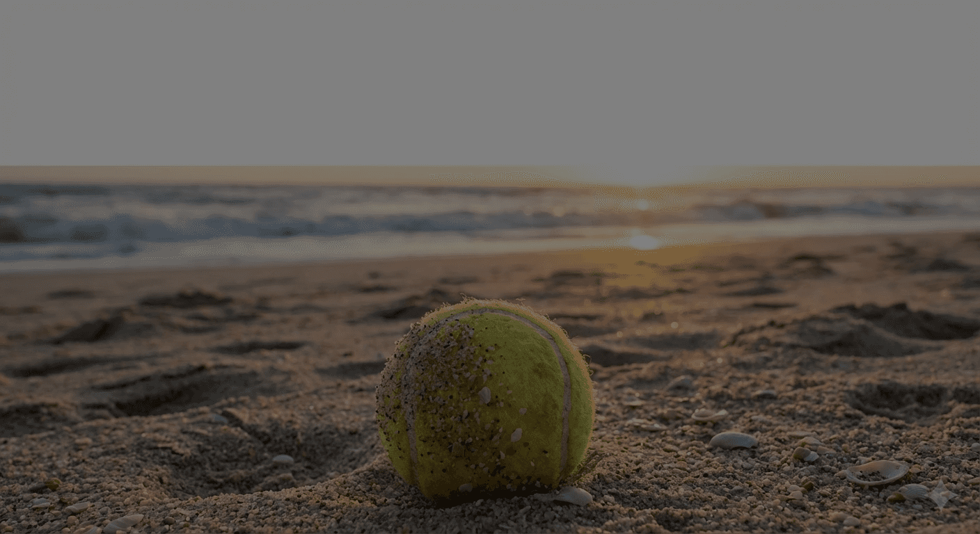 Tenis ball on the beach