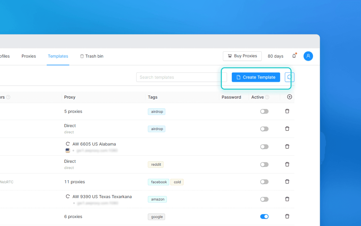 Profile template in Octo Browser 1