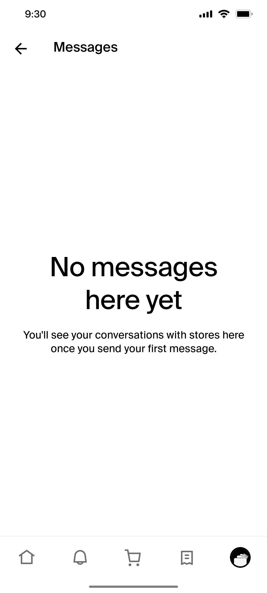 Shop App Messages Screen