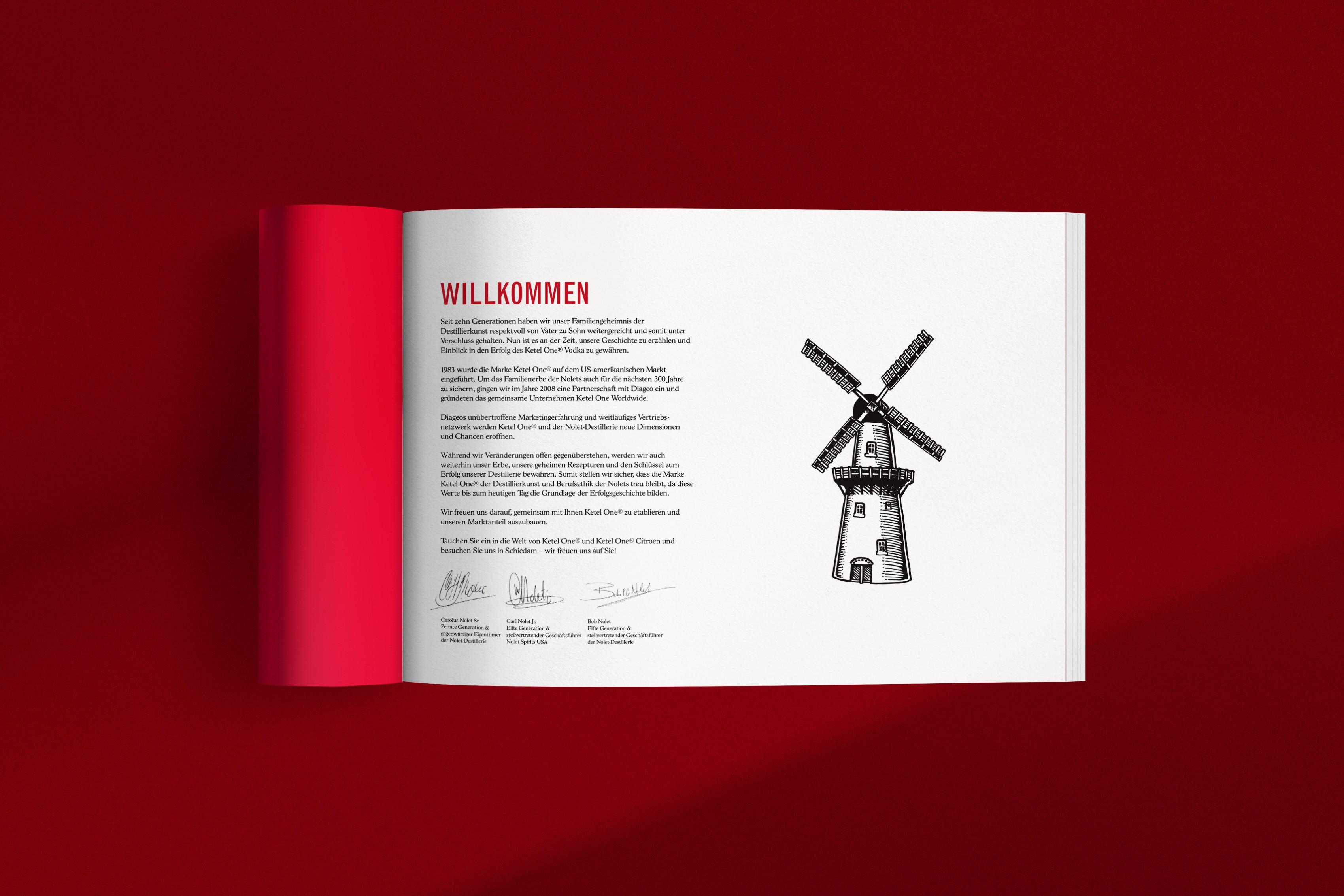 Broschüre für Ketel One Vodka – hochwertiges Editorial Design mit klarer Typografie und klassischer Markenästhetik