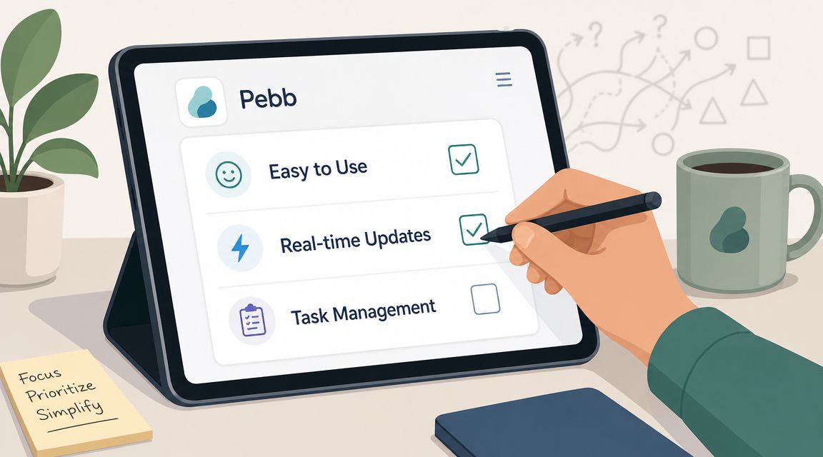 A person using a stylus on a tablet showing a project management app interface with checked boxes.