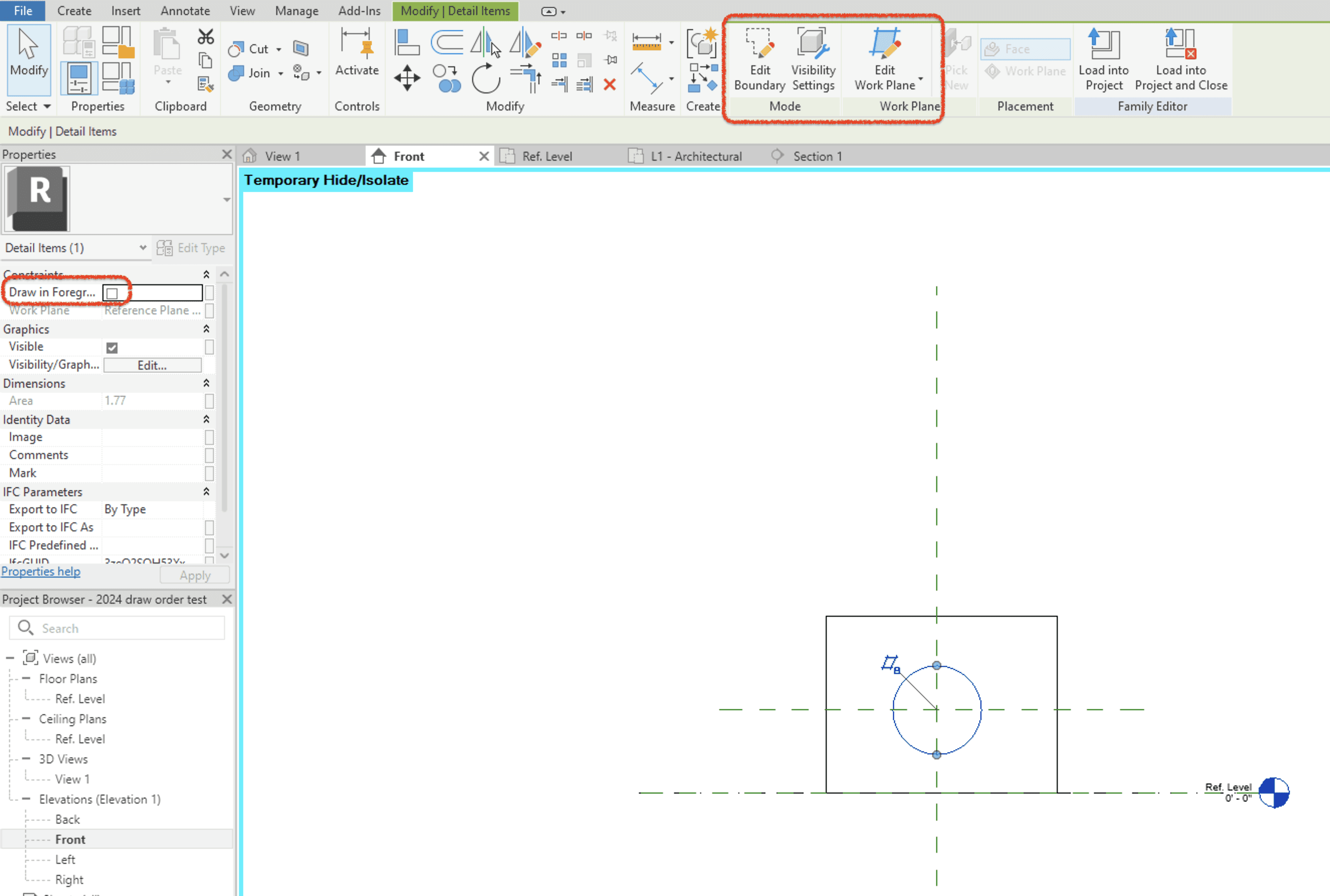 Arrange tab disappears if Draw in Foreground is turned off.