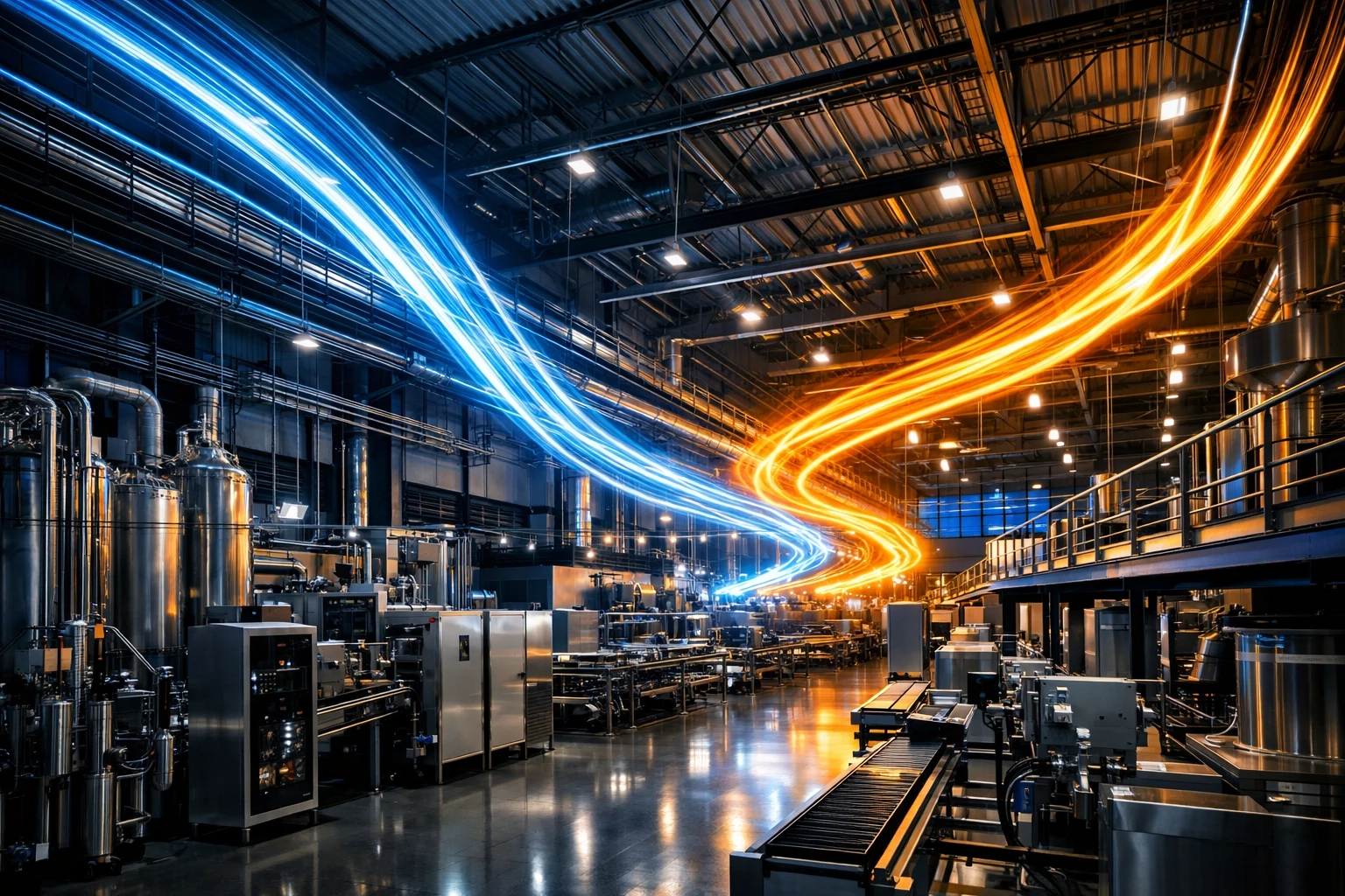 Industrial machinery illustrating a sudden peak power demand surge in a modern facility.