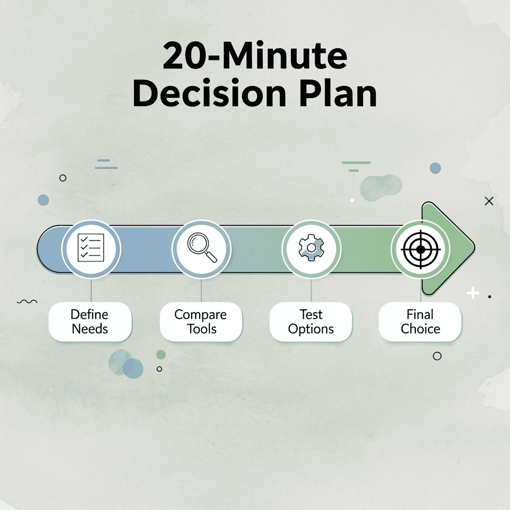 Infographic showing four-stage 20-minute decision progression
