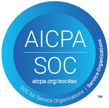 AICPA SOC logo for service organizations, featuring a circular design with the text 'AICPA SOC' in the center and 'aicpa.org/soc4so' below it. The outer ring reads 'SOC for Service Organizations | Service Organizations.
