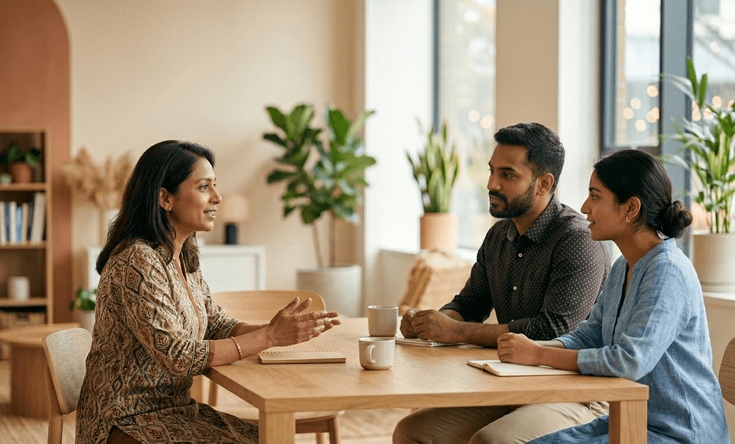 Man and woman discussing compliance