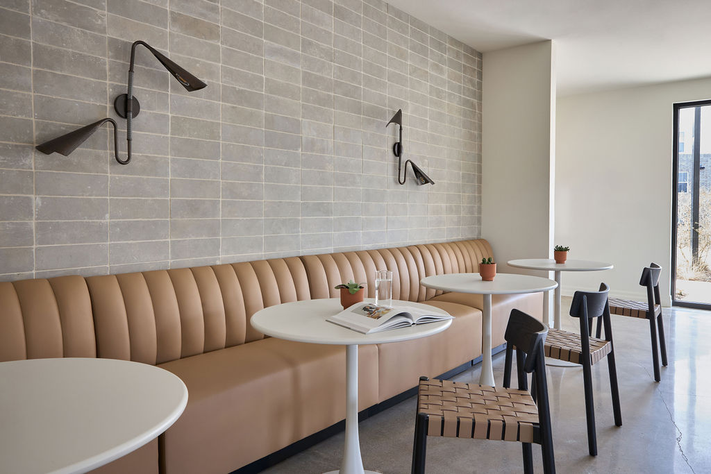 Office/Guest Room with gallery wall and tree