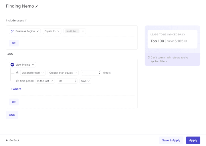 Step 5: Build custom segments based on specific actions or behavior. 