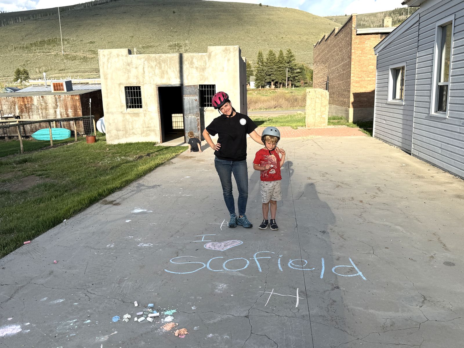 The kids in front of Scofield's old jail