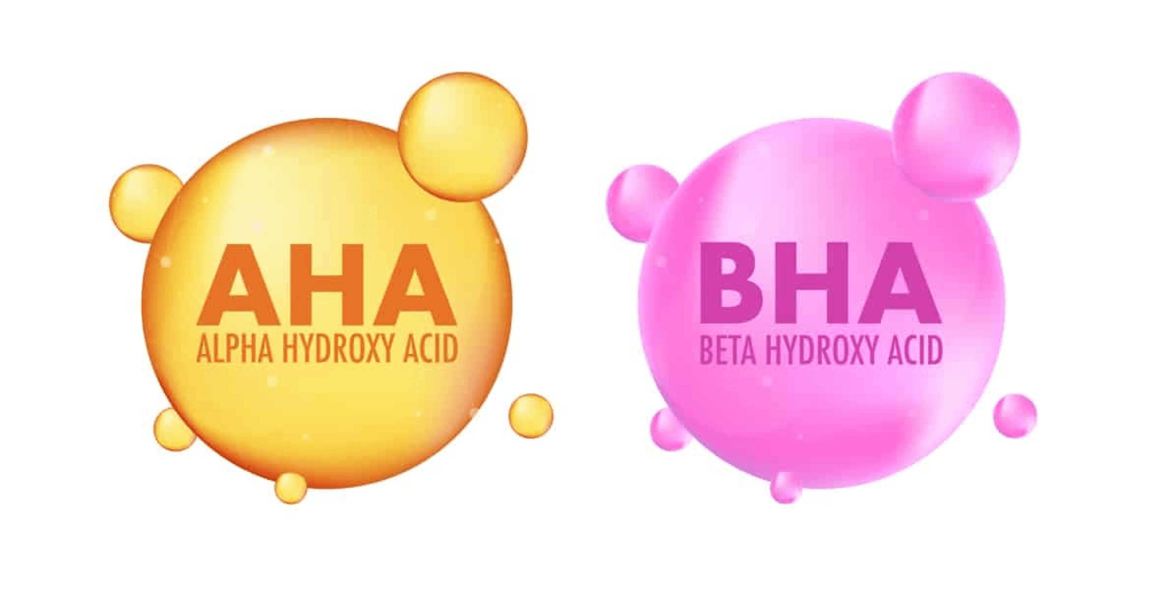 AHA and BHA skincare acids representation for exfoliation