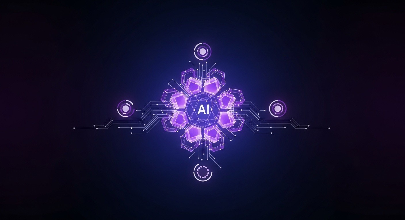 Central AI engine architecture powering generative search optimization and content generation systems