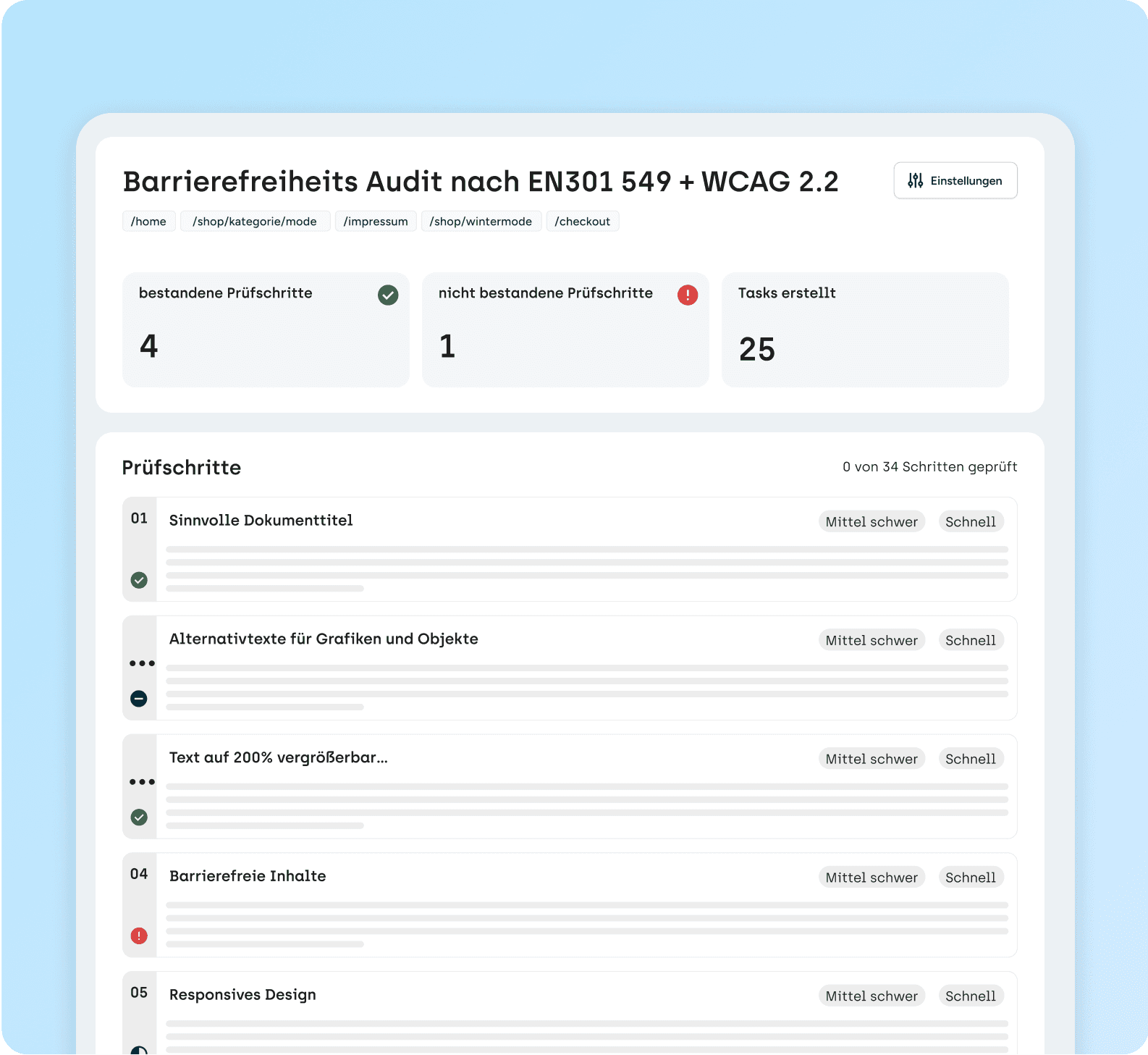 stilisiertes UI Design eines Barrierefreiheitsaudits.