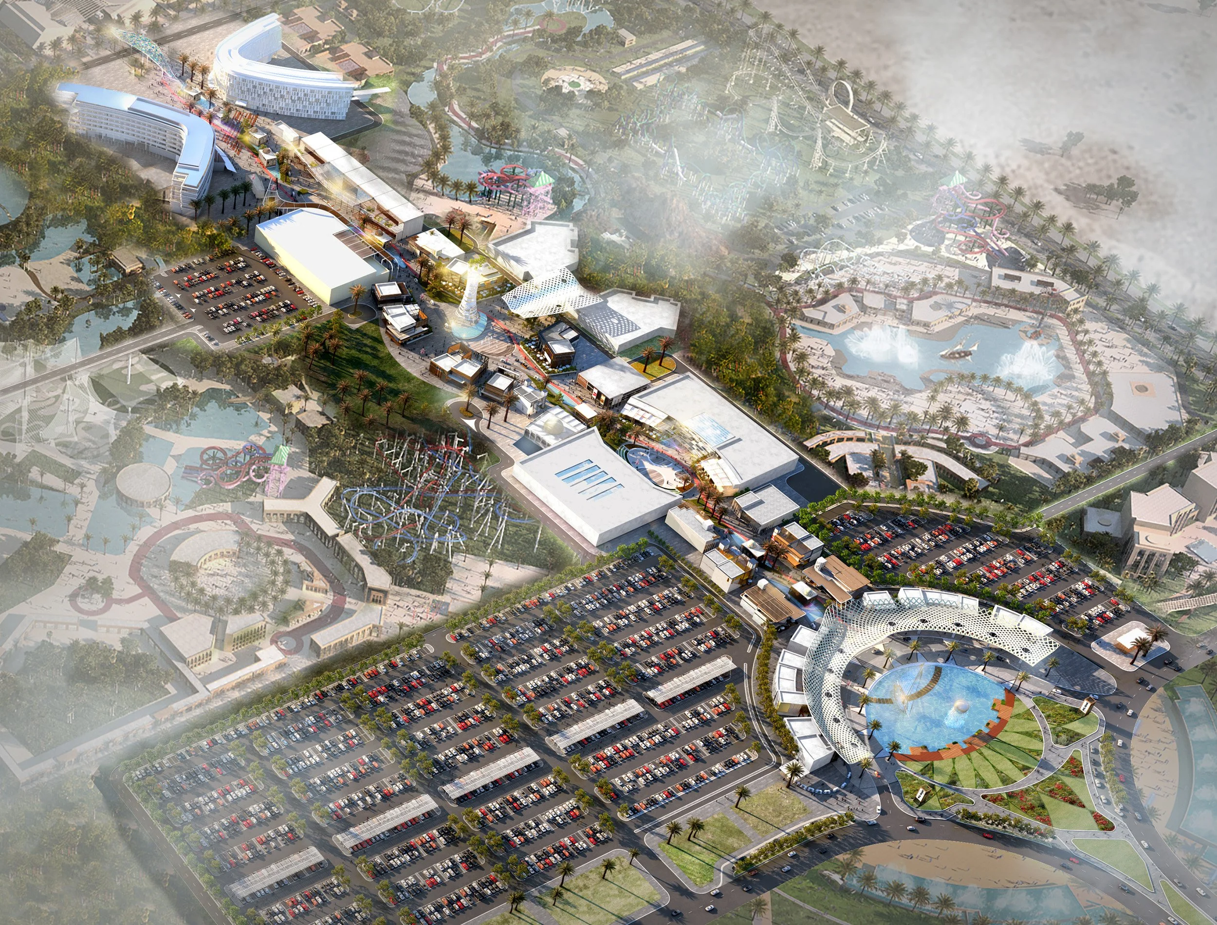Development view of Hayy Al Sharq a master development in ASAAS, supported by financial modelling