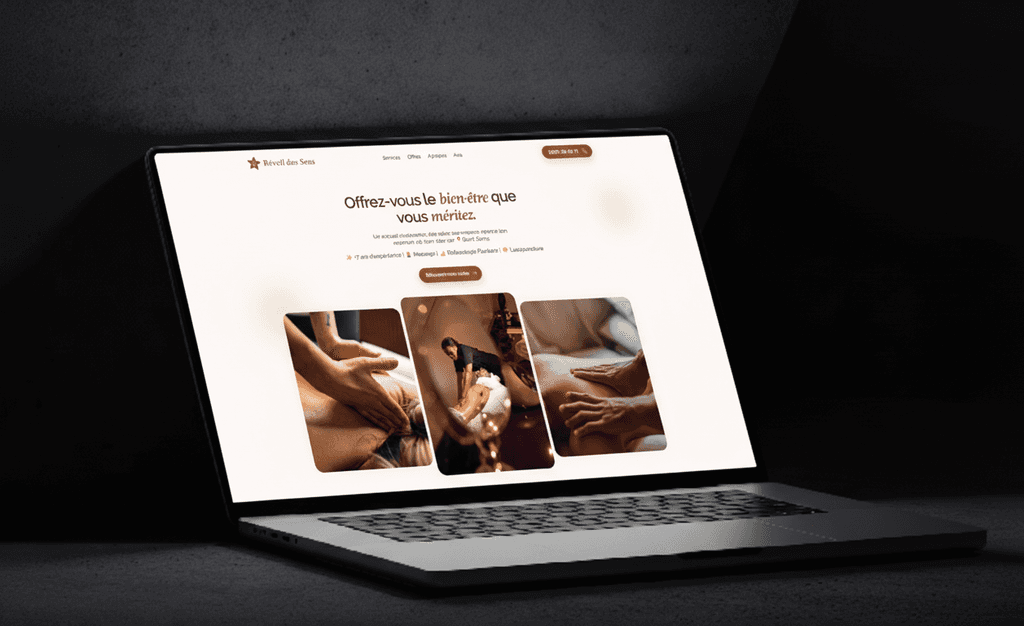 mockup d'un site internet fait par un developpeur web pour un salon de massage - gagneur kim