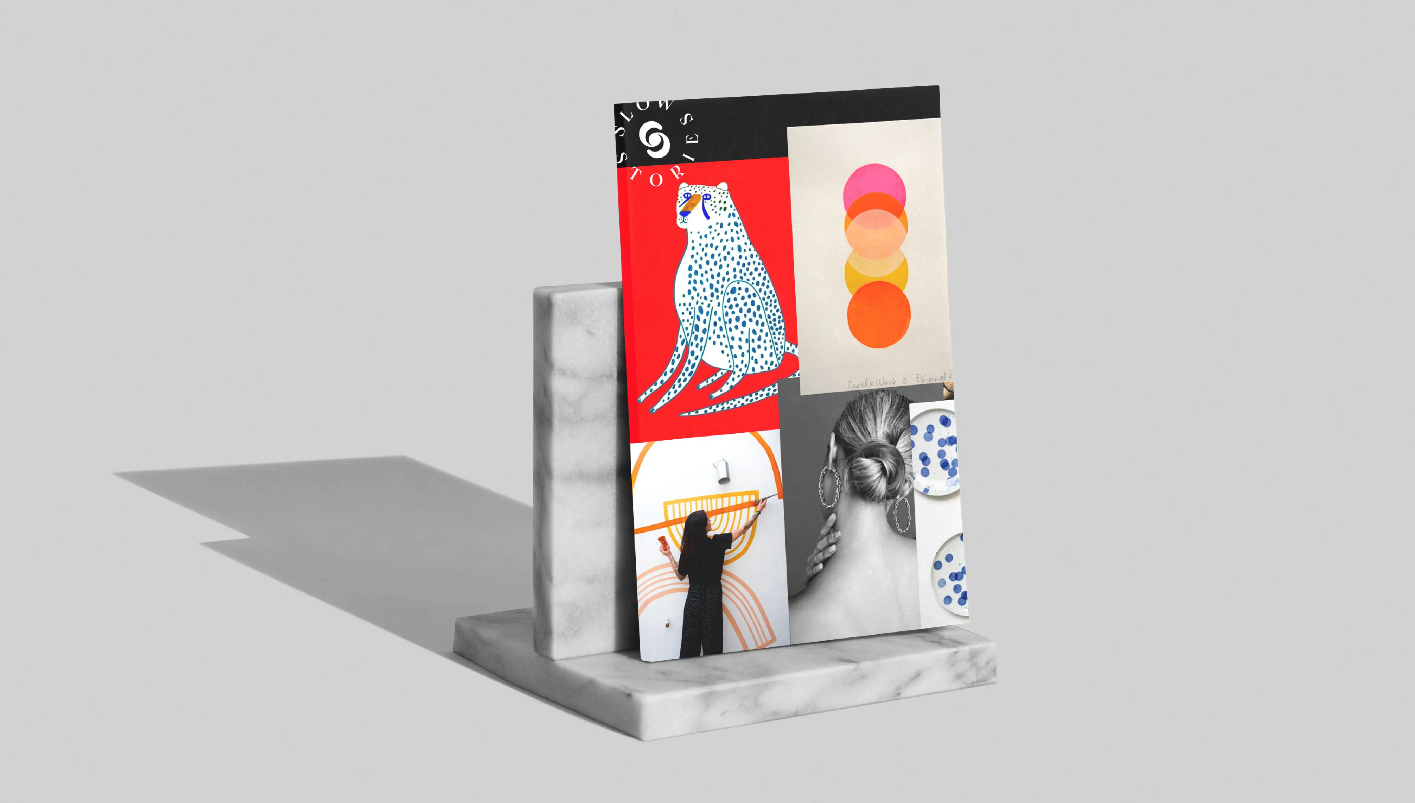magazine cover with collages