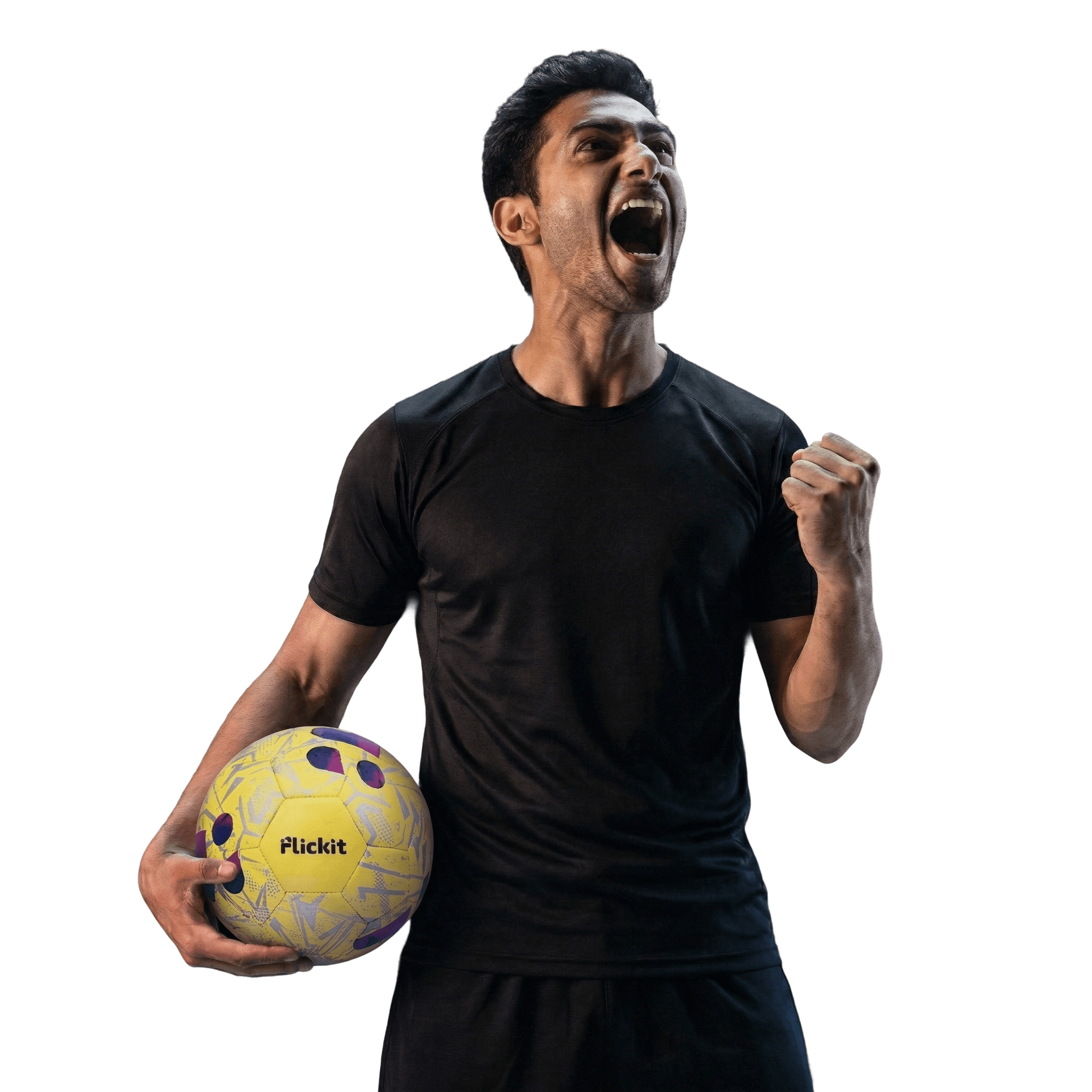 A football player with flickit smart football