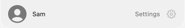 The profile button at the bottom of the sidebar, showing Sam and Settings.