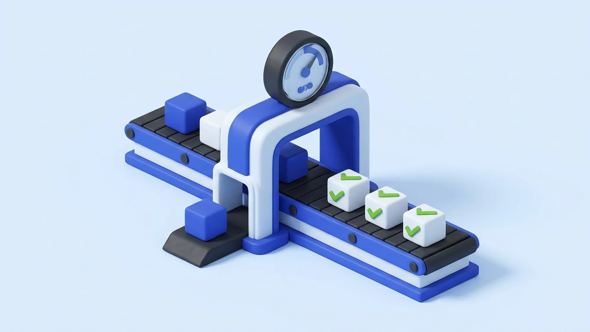 Illustration 3D du contrôle qualité automatisé du code Java produit offshore