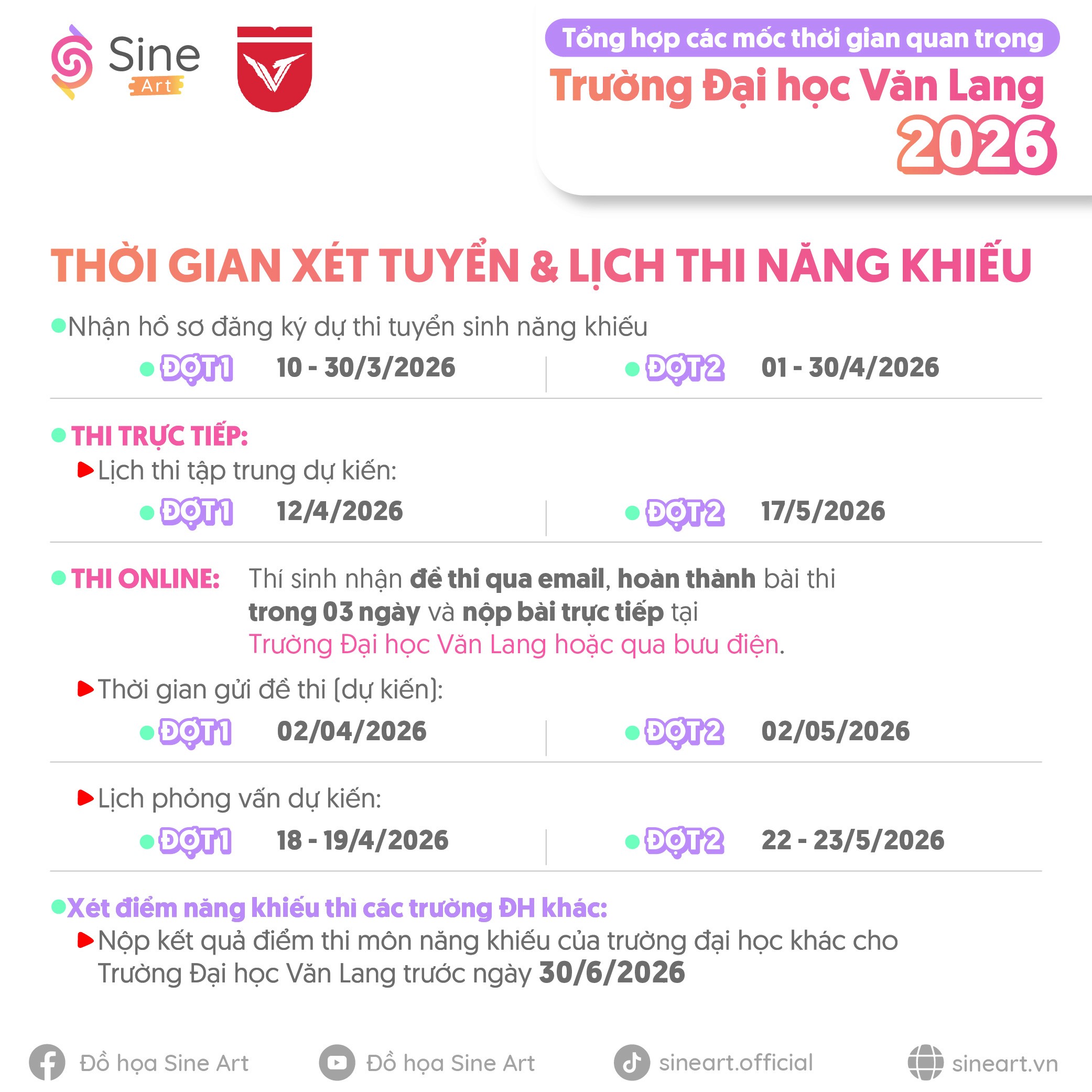 Tổng hợp các mốc thời gian quan trong về Kỳ thi năng khiếu Vẽ của một số trường Đại học 2026