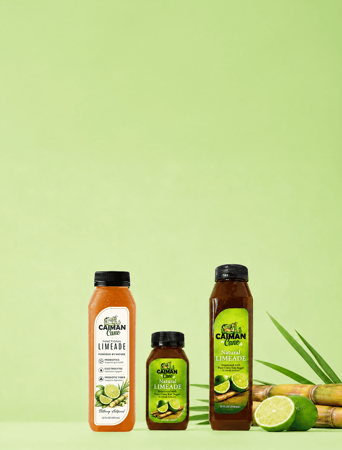 Caiman Cane product header showcasing artisanal sugarcane lemonade.