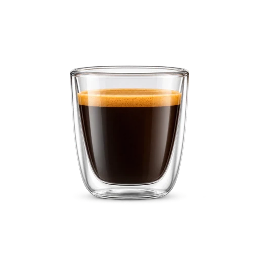 Small glass of straight espresso with crema