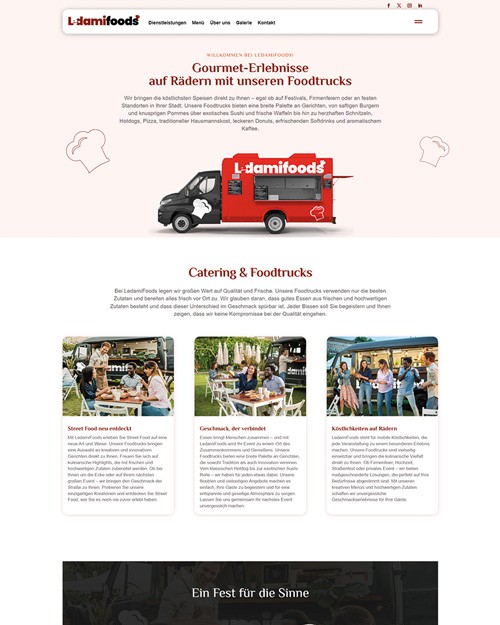 Ein Bild von der Website Ledamifoods