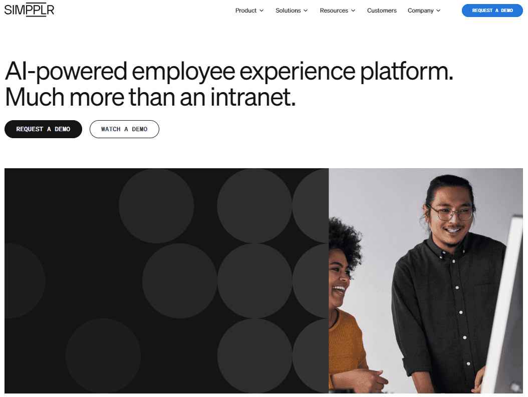 simpplr collaboration software hompage screenshot