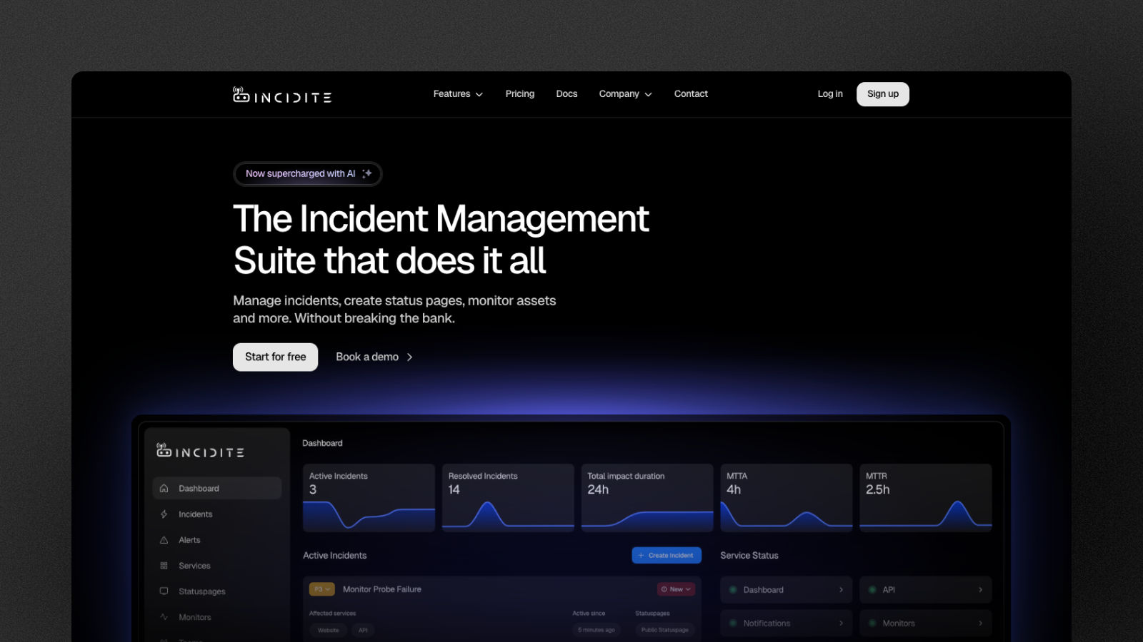 Incidite homepage