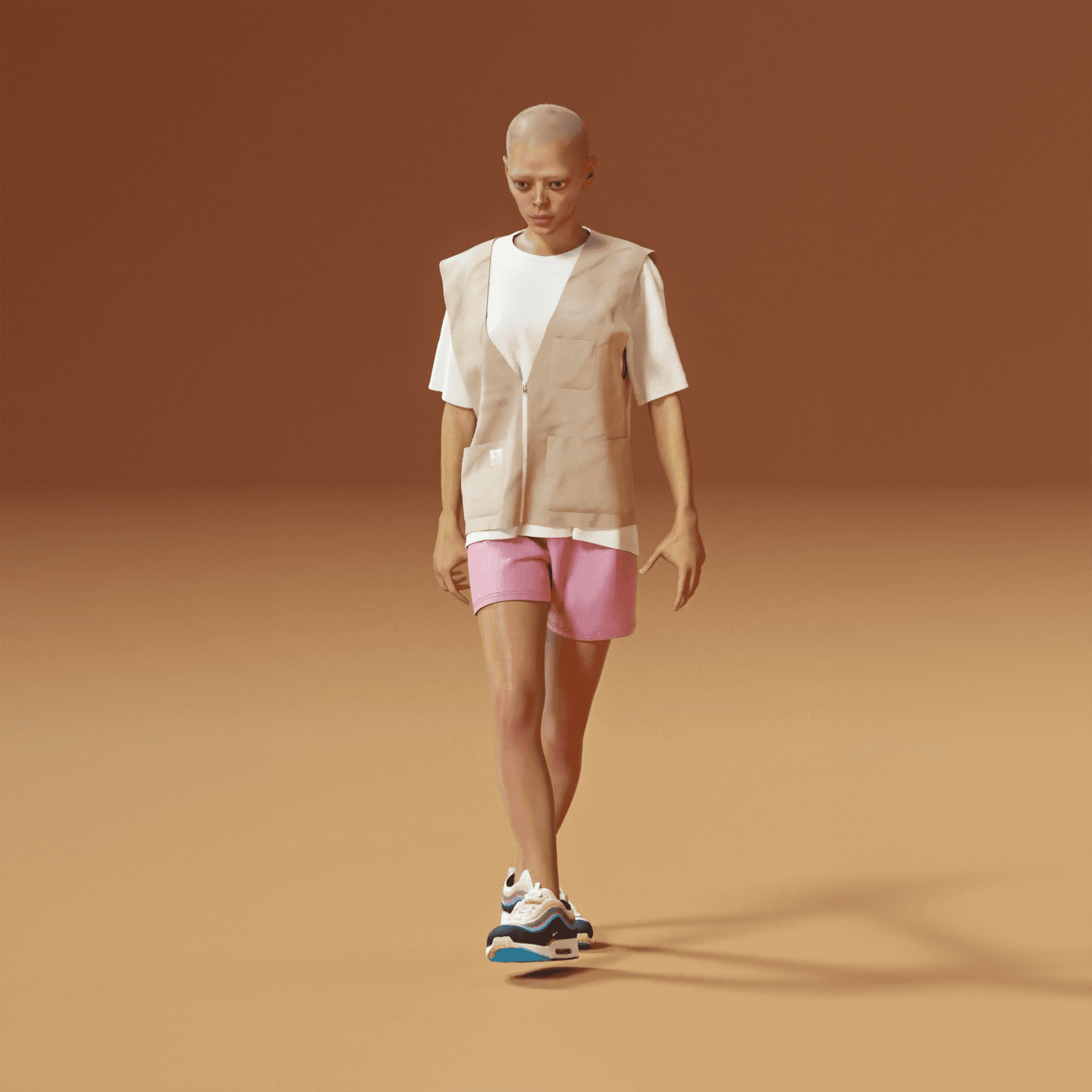 front view of the charcter wearing the new collection