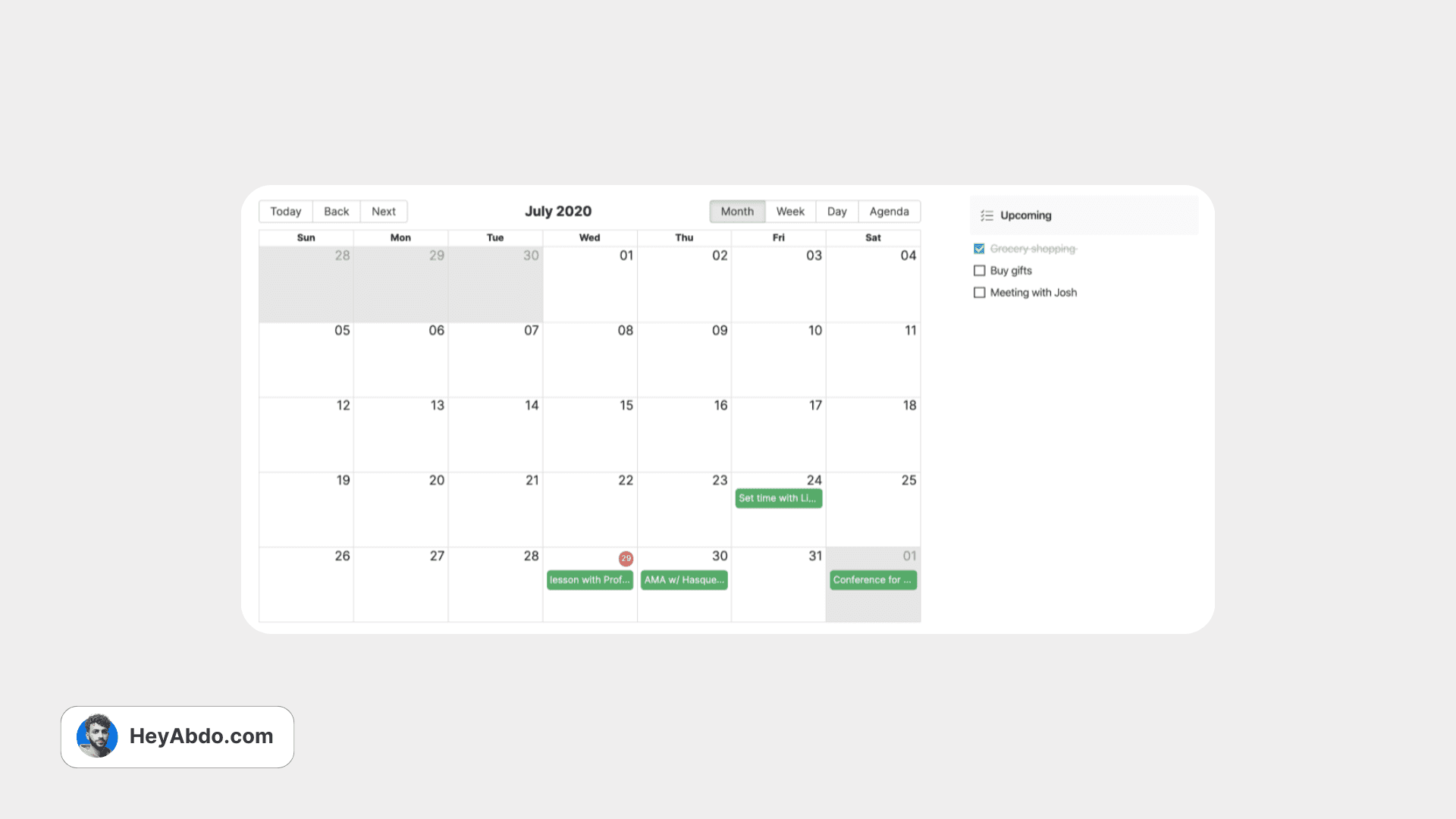 Indify Google Calendar Widget