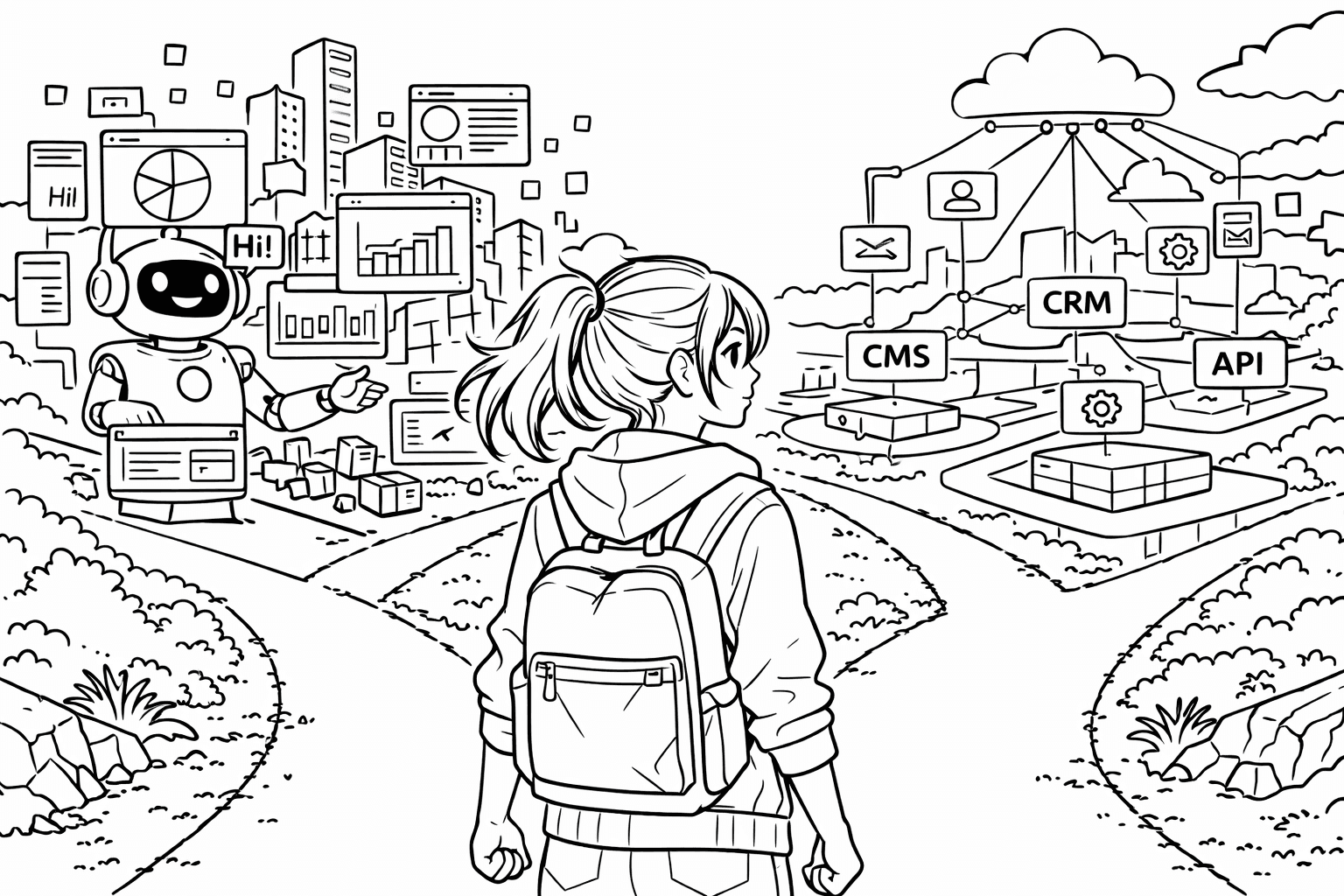 A girl at a fork in the road