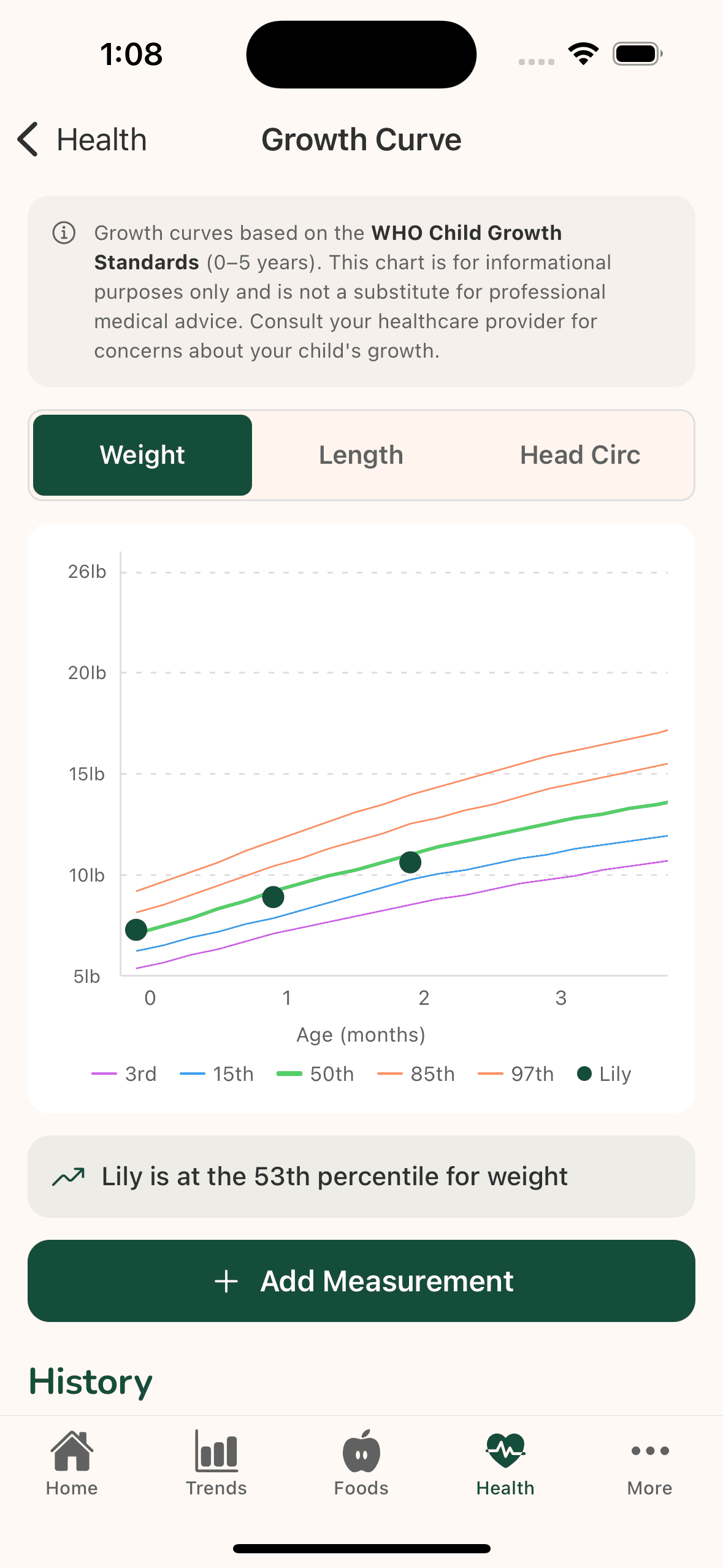 screenshot from our app