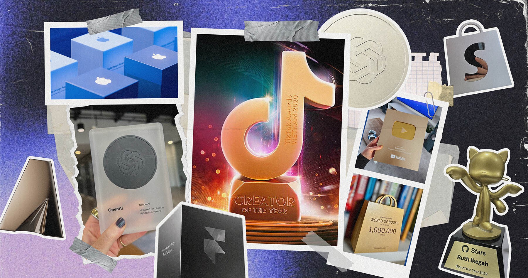 A collage displaying the awards presented by leading tech companies