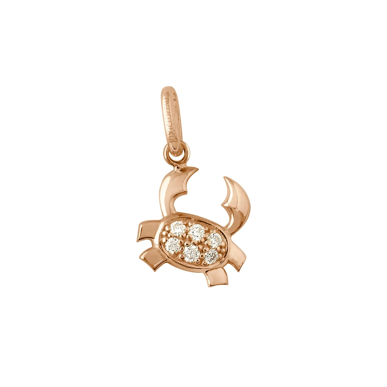 Pendentif Cancer, or rose, diamants