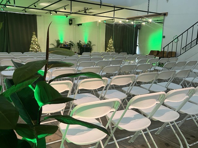 Chair and lighted dance floor at bookabl studio oceanside, ca for dance recitals