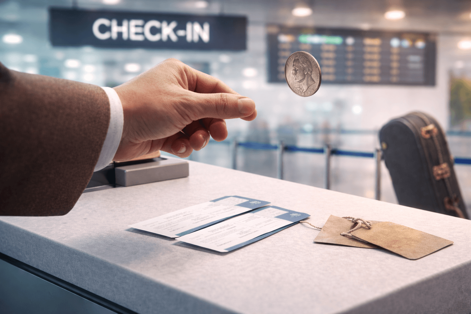 plane seat coin flip