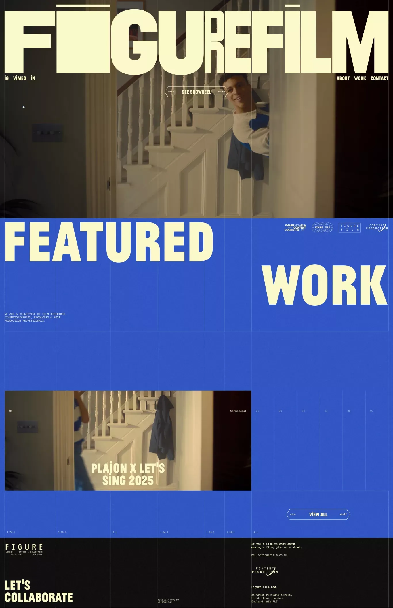 FIGUREFILM portfolio page screenshot showcasing Design and Movie design