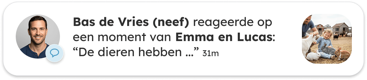 Melding van een nieuwe reactie op een moment